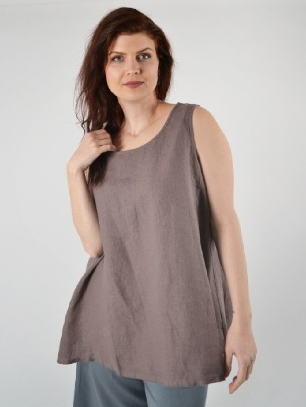 Bryn Walker Linen Trapeze Tank A-Line Size Medium Taupe